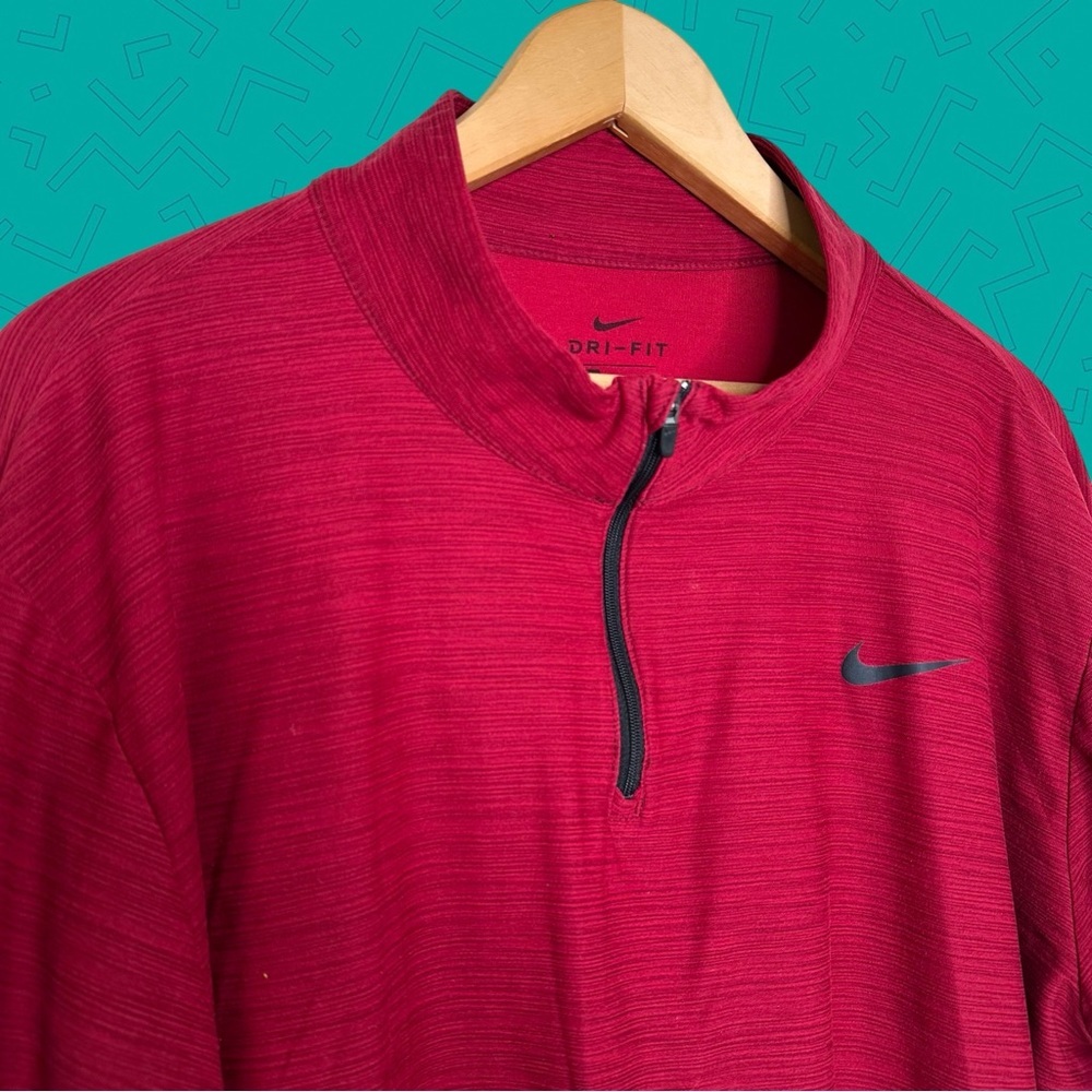Nike Dri-Fit Quarter Zip Red Pullover Top